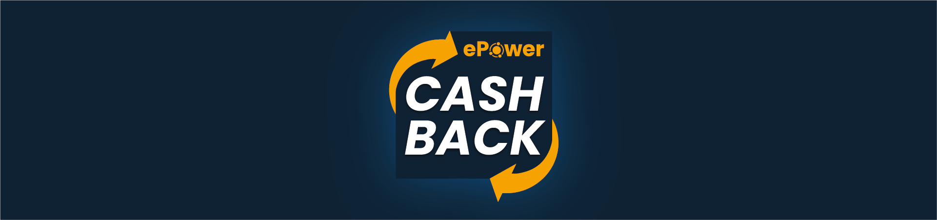 white cashback logo with yellow details on a blue background